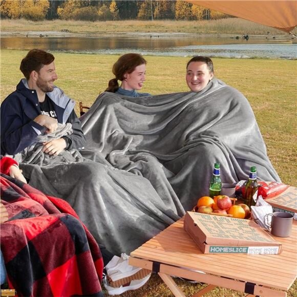 Oversized King Blanket 120x120 Soft Fleece Large Throw Bed Sofa Couch Cozy Warm - Picture 5 of 7
